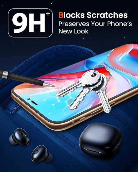 Mkeke for iPhone XS Screen Protector 3 Pack, [9H+ Hardness] [Military-Grade Drop Protection] [Sensitive Touch] [Easy Installation] [HD Clear] Full Edge Coverage Tempered Glass