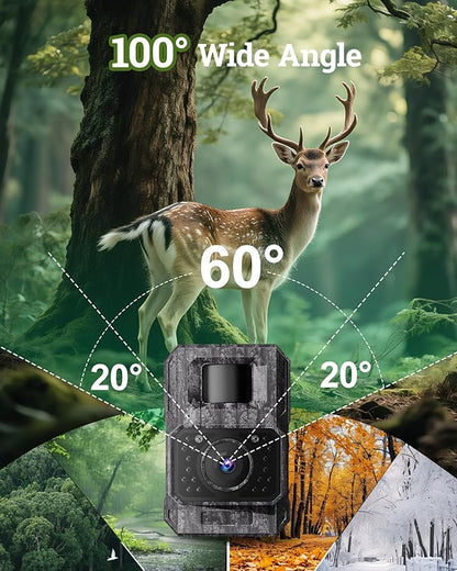 MAXDONE Solar Trail Camera WiFi Bluetooth - 4K 64MP Game Camera with 6000mAh Battery, Rechargeable Trail Cam with Night Vision Motion Activated IP66, Wildlife Cameras Deer Cams for Outdoor Backyard