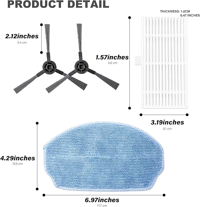 Robot Vacuum Replacement Parts Fit For MAMNV BR150/BR151, for ZCWA BR150/BR151, for ONSON BR150/BR151, for GTTVO BR150/BR151, for MANVINS G20 (7PC-Dustbin& HEPA Filter)