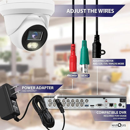 Marquis 5MP 24/7 Full-Color HD TVI/CVI/AHD/CVI 4 in 1Turret Dome CCTV Security Camera, Indoor Outdoor Color Night Vision Waterproof Analog Surveillance Camera 2.8mm Lens