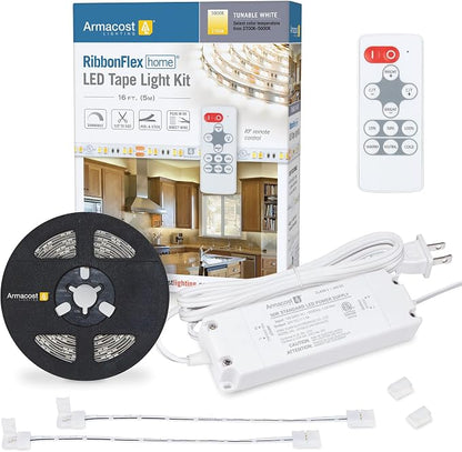 Armacost Lighting 421501 Ribbon Flex Home Tunable White LED Tape Light Kit with Remote, 16 ft