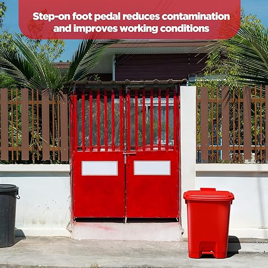 2pcs 5 Gallon Red Step on Trash Can Hands-Free Waste Bin with Odor Control Lid Touchless Sanitary Use Garbage Can for Lab Dental Home Clinic Office