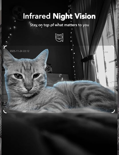 GNCC 2K Cameras for Home Security Indoor, 2.4G/5G Pet Cam with Phone App, Mini Dog Camera w/Motion Detection, 2 Way Audio, Works with Alexa, Cloud Subscription Required, Fixed View, Plug-in, 4Pack