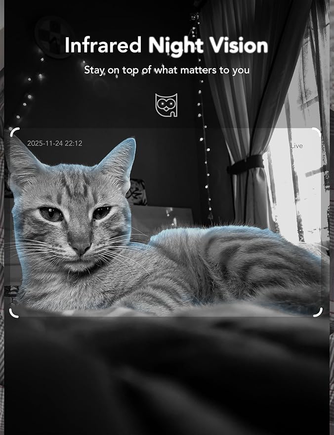 GNCC 2K Indoor Cameras for Home Security with Phone App, 2.4G/5G Mini Pet Cam w/Human/Motion/Sound Detection, Compatible with Alexa, Cloud Storage Subscription Required, Fixed View, Plug-in, 2 Pack
