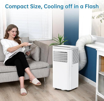 GarveeLife Portable Air Conditioners, 8,000 BTU for Rooms up to 350 Sq.Ft., Smart Compact AC Unit with Cooling, Dehumidifier, Fan, Remote Control and Window Kit, White