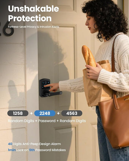 Smart Fingerprint Keyless Keypad Door Lock with Handle Biometrics Deadbolts