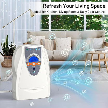 Ozone Machine Generator, Multifunctional with Timer, 500mg/h Portable Ozone Machine for Home, Kitchen, Office, Cleaning Water, Fruits and Vegetables——White
