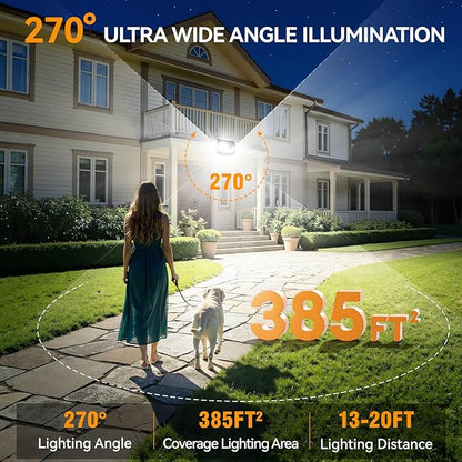 152LED Solar Motion Light Outdoor, 850LM Super Bright 3-Mode Motion Sensor Lights, Outdoor IP65 Waterproof 270° Wide Security Light, Solar Powered Flood Lamp for Garden Wall Fence Garage（6 Pack）