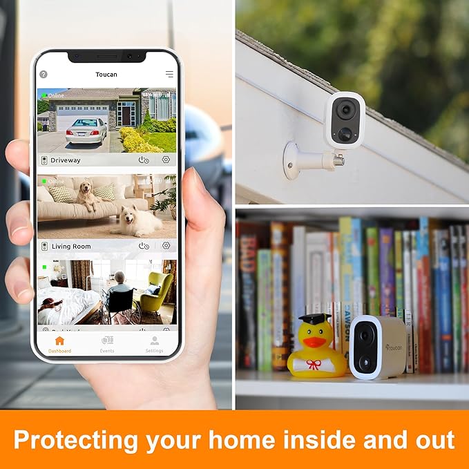 Toucan Wireless Security Camera S4 – 2K Quad HD Battery Powered Outdoor Camera, Motion Detection Alerts, Two-Way Audio, Night Vision, Weather Resistant, Smart Home Monitoring, No Subscription Required