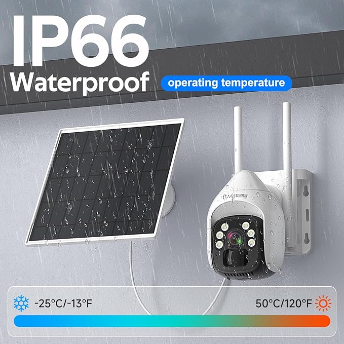 Solar Security Cameras Wireless Outdoor, 2K Pan-Tilt 360° View, Dual-Band WiFi (5G & 2.4GHz), Battery/Solar Powered with Spotlight, Color Night Vision, Human Detection, Siren Alarm