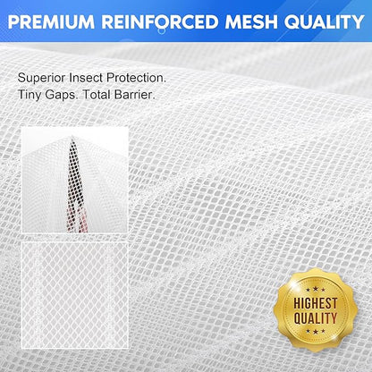 METAONLY Magnetic Screen Door Mesh Fits 30" x 80" Door - Curtain Size 32" x 82", Works for Patio, Sliding Door, Keeps Bug Mosquito Out, Fresh Air Flow, Black Frame White Veil