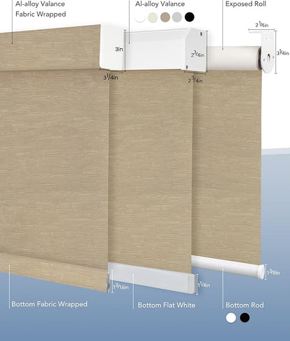 Motorized Blinds Compatible with Alexa Google 100% Blackout Smart Blind Automatic Window Roller Shades Remote Control Custom Size Jacquard Coffee