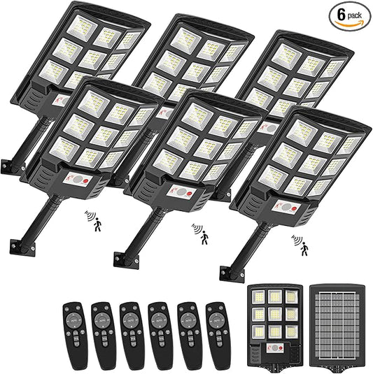 Sunwish 4 Pack Solar Lights Outdoor 6500K Solar Street Lights Outdoor, Solar Dusk to Dawn Outdoor Lights with RemoteControl, Motion Sensor IP66 Waterproof Flood Lights for Garden Yard Parking Lot