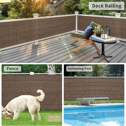 LOVE STORY Balcony Privacy Screen, 2.5'x8' Deck Shield Screen Fence Cover,UV Protection and Weather-Resistant,3 FT Height for Deck, Patio, Backyard, Outdoor Pool, Porch, Railing, Brown