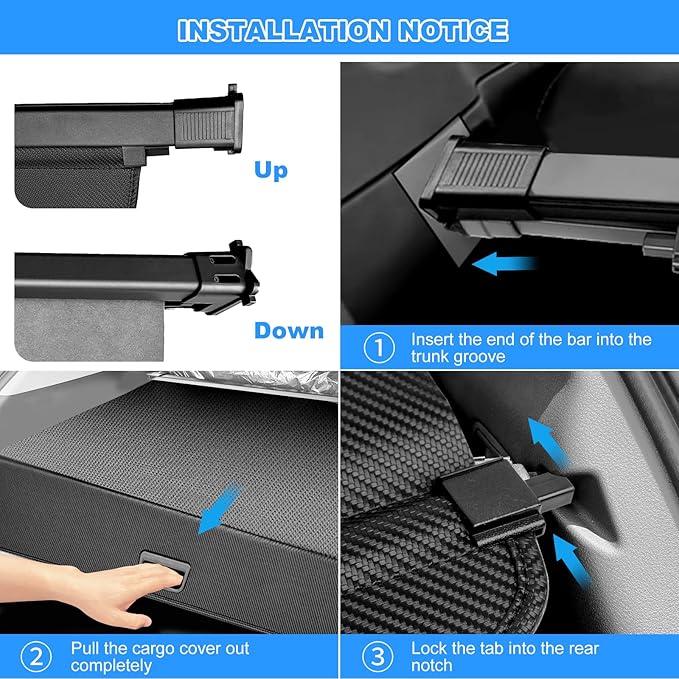 AUXKO Retractable Cargo Cover for Volvo XC60 2026-2018, Trunk Cargo Cover Luggage Security Shade Cover for 2026 2025 2024 Volvo XC60 Shielding Shade Anti-Peeping Luggage Privacy Screen, Carbon Fiber