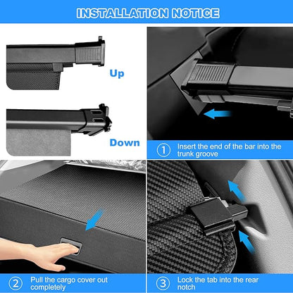 AUXKO Retractable Cargo Cover for Volvo XC60 2026-2018, Trunk Cargo Cover Luggage Security Shade Cover for 2026 2025 2024 Volvo XC60 Shielding Shade Anti-Peeping Luggage Privacy Screen, Carbon Fiber