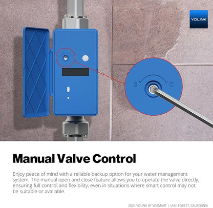 NSF Certified YoLink FlowSmart All-in-One Smart Water Meter & Auto Shutoff for 3/4" Pipes, LoRa Long-Range, Real-Time Leak Detection, 10-Year Battery, 80+ Device Ecosystem, Hub Required