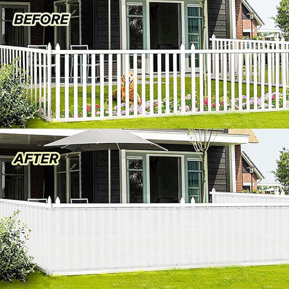 LOVE STORY Balcony Privacy Screen, 3'x9' Deck Shield Screen Fence Cover,UV Protection and Weather-Resistant,3 FT Height for Deck, Patio, Backyard, Outdoor Pool, Porch, Railing, White
