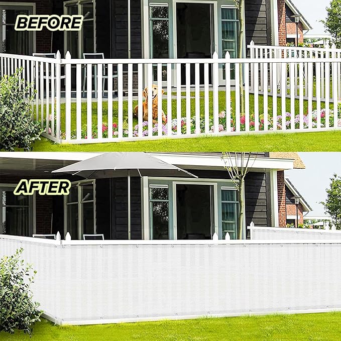 LOVE STORY Balcony Privacy Screen, 3'x14' Deck Shield Screen Fence Cover,UV Protection and Weather-Resistant,3 FT Height for Deck, Patio, Backyard, Outdoor Pool, Porch, Railing, White