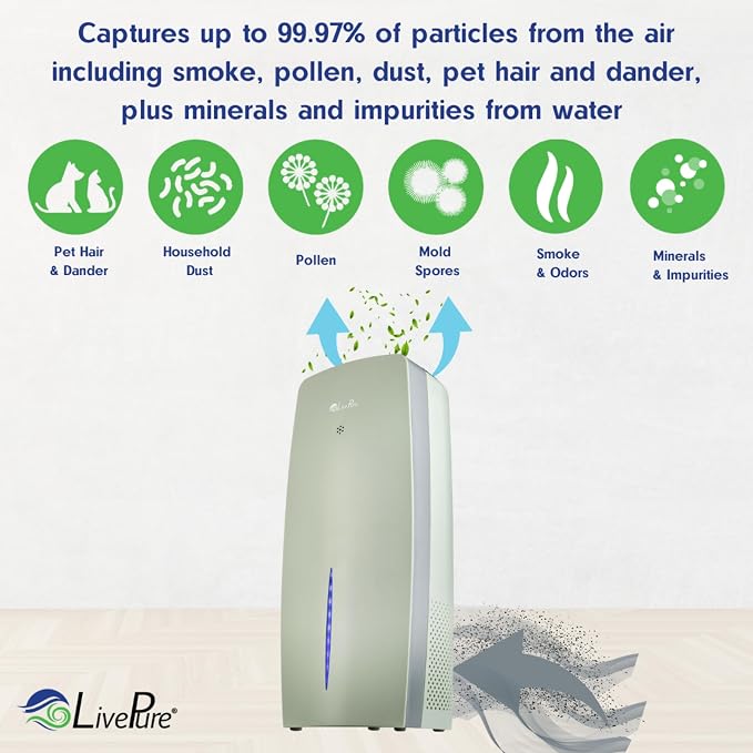 LivePure True HEPA Air Purifier & Humidifier, Sage
