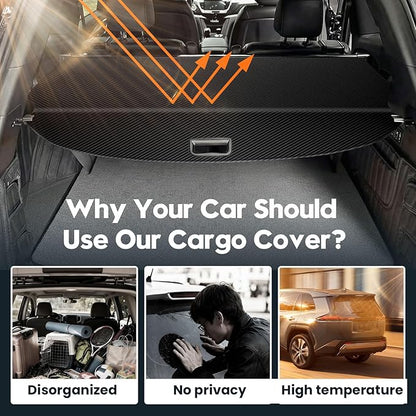 Powerty Cargo Cover for 2019-2024 2025 Cadillac XT6 Trunk Cover Retractable Trunk Shielding Shade XT6 Accessories Cargo Luggage Cover Black