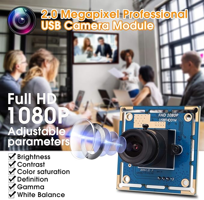 SVPRO 1080P USB Camera Module - HD Webcam Board with 3.6mm Lens and 1/2.7'' CMOS OV2710 Sensor, Embedded Security Camera for Computer, Windows,MacOS,Linux and Android