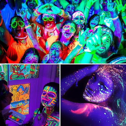 2 Pack 10W 48 LED Black Light Bars 1Ft 395-400nm UV Blacklight Tube with 5.9Ft Cord+Plug+Switch Linkable Black Light Fixtures for Bedroom Fluorescent Poster Body Paint Halloween Glow Party