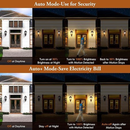 BesLowe 2-Pack 16” Large Motion Sensor Outdoor Wall Lights, Brown