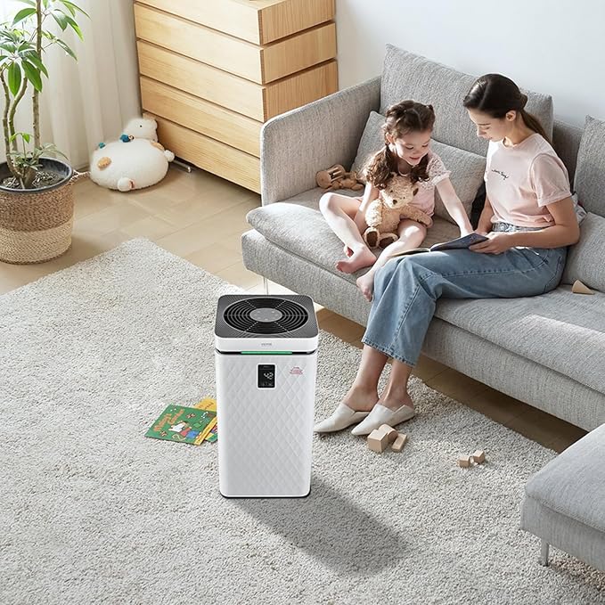 VEVOR Air Purifier for Bedroom Home, H13 HEPA Layer Filter 3139 ft²/h Smart Air Purifier with Speed Control & Child Lock Guard, 23 dB Sleep Mode Air Cleaner for Smoke Dust with Convenient Touch Panel