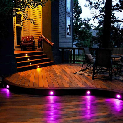 FVTLED WiFi LED Deck Lights Kit RGBW, 10pcs Φ1.77 Smart Phone Control Low Voltage Recessed Muticolor & Warm White Soffit Yard Path Stair Decor Lamp Fit for Alexa Google Home, Black Shell