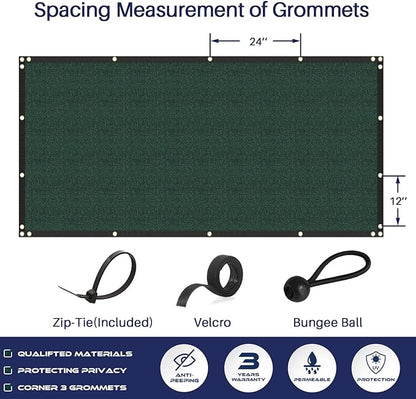 Windscreen4less Privacy Fence Screen 6'x50' Heavy Duty Windscreen Fencing Mesh Fabric Shade Cover for Outdoor Wall Garden Yard Pool Deck, Green