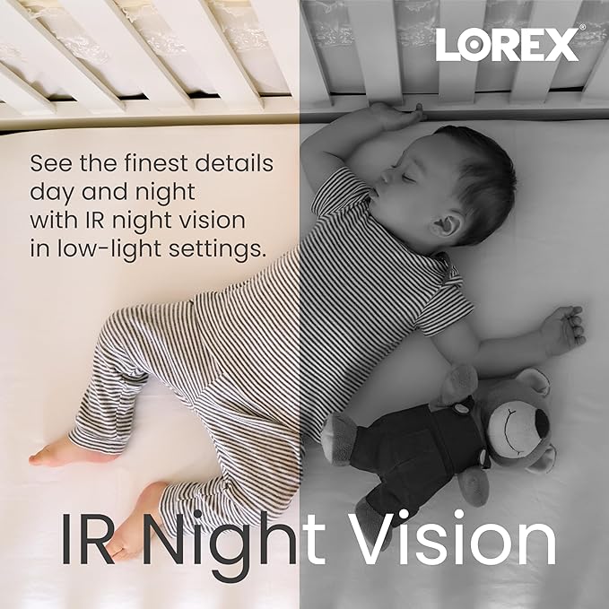 Lorex 2K Dual Lens Indoor Wi-Fi Security Camera | Auto-Tracking | 360° Pan-Tilt | Person & Pet Detection | IR Night Vision | 2-Way Talk | Call Button | Cloud & Local Storage (SD Card not Included)