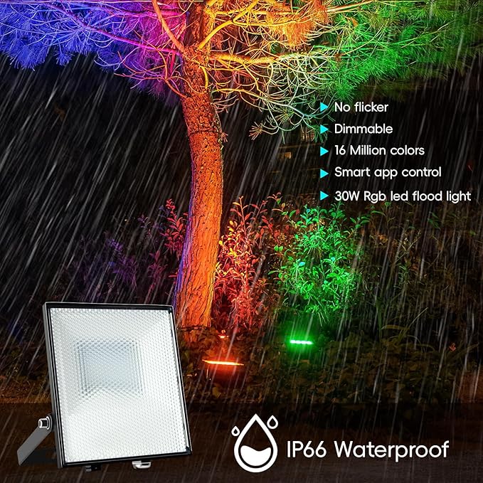 Outdoor LED Flood Lights for Outdoor, LED Stage Light for Garden (RGB 1PACK)