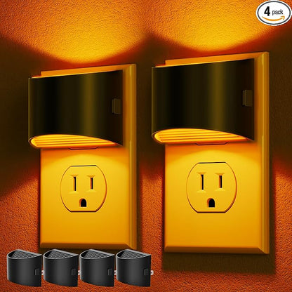 DORESshop Night Light, Night Lights Plug into Wall, Adjustable, Amber | 3 Level Brightness Adjustable Night Light, Dusk to Dawn Sensor, Nightlights for Adults, Bedroom, Bathroom, Hallway, 4 packs