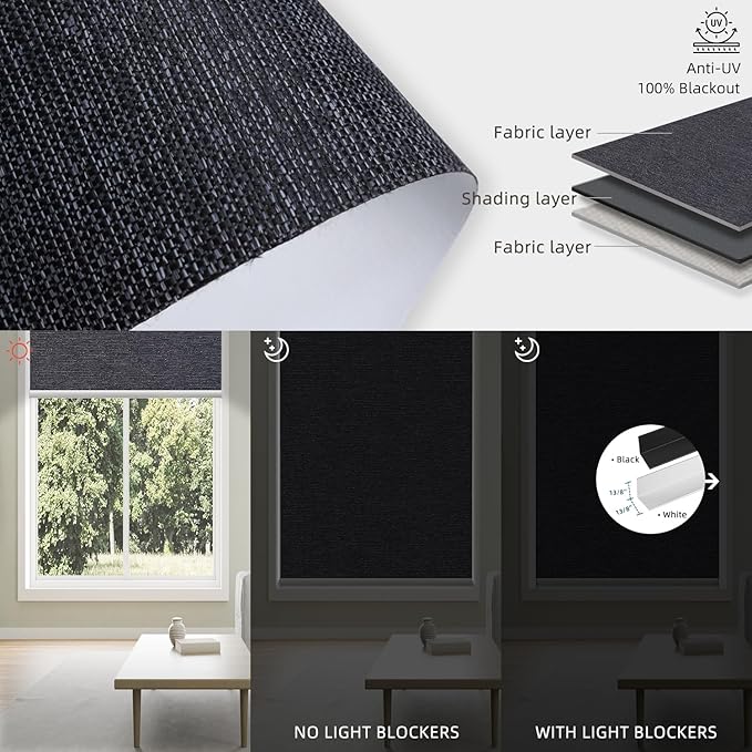 SmartWings Motorized 100% Blackout Shades Blinds, Custom Size, Cordless Window Shades Rechargeable Battery, Work with Matter/Apple HomeKit/Alexa, Thread/Zigbee, Remote Optional, Eclipse Raven Black