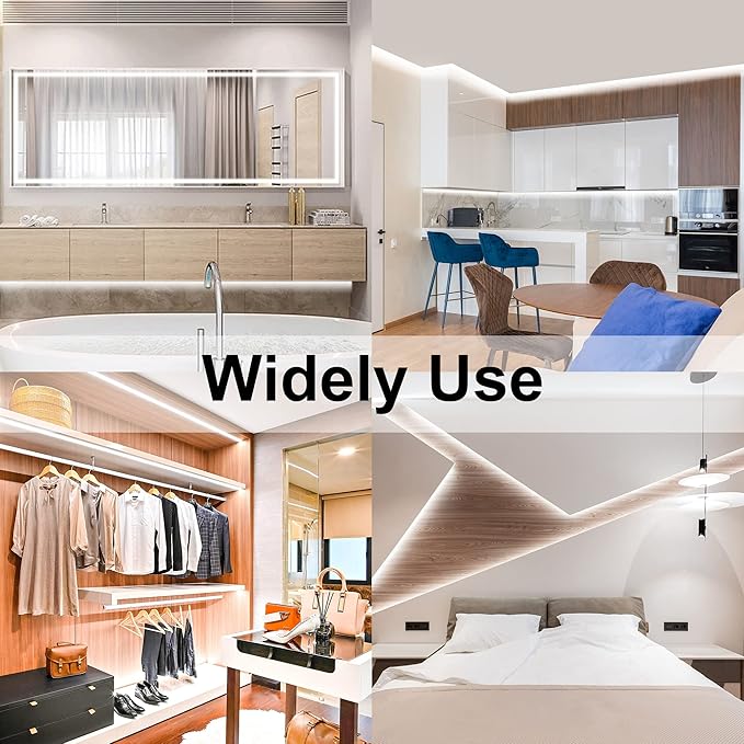 AXMOTUT COB LED Strip Lights with Remote, 24V 9.84ft White Dimmable LED Light Strips, High Bright 6000K LED Lights with Power Supply for Room, Kitchen, DIY Home Decoration