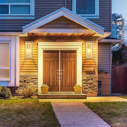 19" Gold Outdoor Light Fixture, 2 Pack Large Size Outdoor Sconce Lights with Clear Glass Shade, Waterproof Porch Lighting Exterior Light Fixture for Front Door, Garage