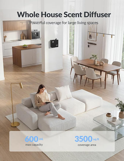 2026 Upgraded 3500 Sq.Ft HVAC Scent Diffuser for Home | Smart Whole House Waterless Diffuser with App & Remote Control, Hotel Collection Diffuser, Cold Air Tech, 600mL, Black