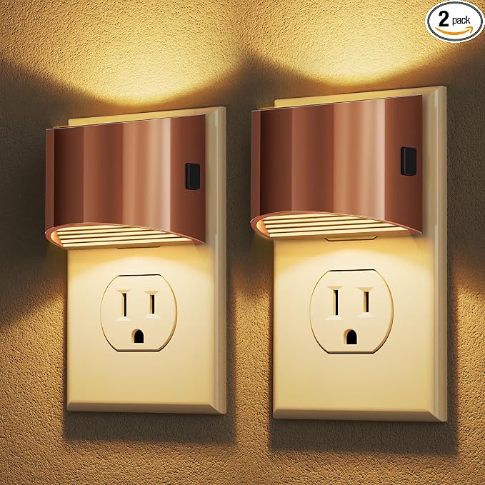 DORESshop Night Light, Night Lights Plug into Wall, Adjustable, 3000K | 3 Level Brightness Adjustable Night Light, Dusk to Dawn Sensor Nightlights for Adults, Bedroom, Bathroom, Hallway, 2 packs