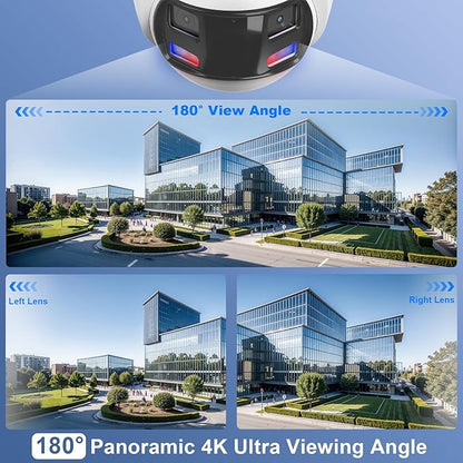 Anpviz 4k 8MP Wired Dual Lens PoE IP Camera, 180° Panoramic Security Camera Outdoor with Strobe Red & Blue Light and Audio Alarm, Smart Dual Light, Human/Vehicle Detection, 2 Way Audio, IP67(H Series)
