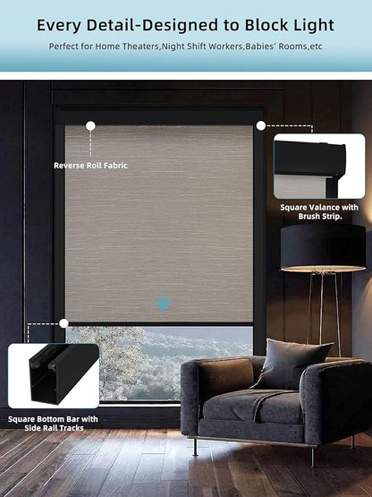 SmartWings Motorized Smart Blinds with Remote, Custom Automatic 100% Blackout Roller Shade Compatible with Alexa/Homekit/Google, Electric Smart Blinds for Indoor Windows, Essential Cream