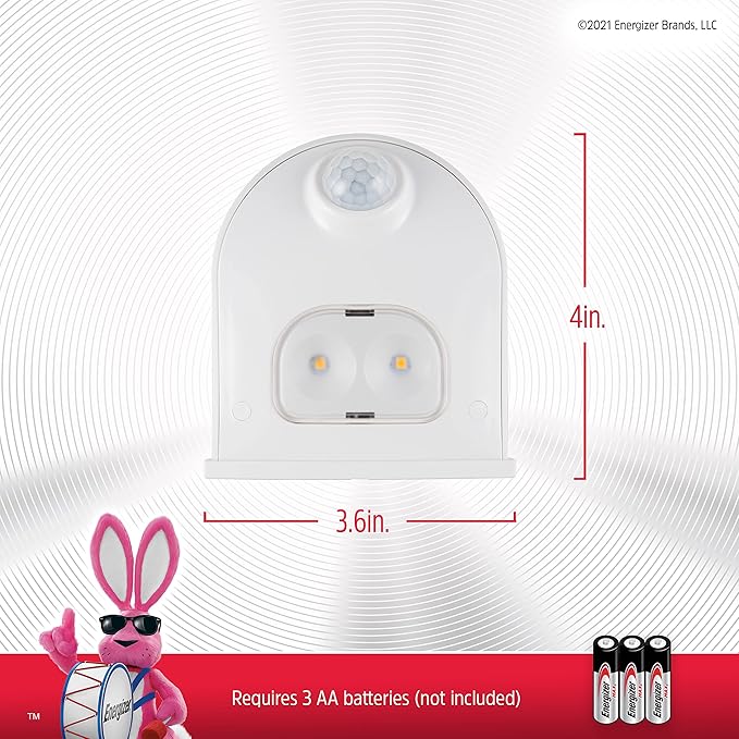 Energizer LED Motion-Activated Security Light, Battery Operated, 40 Lumens, Wireless, Indoor/Outdoor, Over-The-Door, Ideal for Entryway, Porch, Patio, Basement, Shed, Garage, 38184 (Pack of 2)