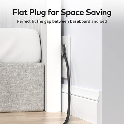TROND 15FT Long Extension Cord, Flat Plug Power Strip with 3 AC Outlets, 2 USB-A Ports, 1 USB-C Port, Long Cord Desk Charging Station, Wall Mount for Home, Office Accessories, Dorm Room Essentials