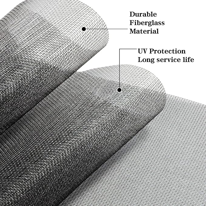 TOOLTRIZ Windows Screen and Screen Door Replacement, 48"x118" Durable Fiberglass Screen Mesh - Screen & Sliding Screen Door Repair for Patio & Window