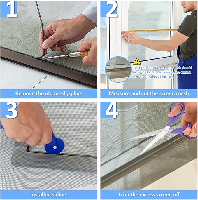 Window Screen Mesh, Fiberglass Window Screen, Screen Door Mesh, Windows Screens and Screen Door Replacement, Patio Screen Mesh (Gray, 48inches x100feet)