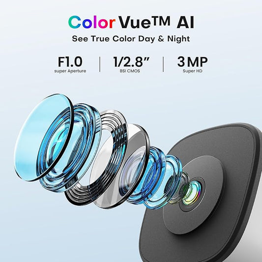 Window Security Camera 2K, Indoor WiFi Cameras 2.4GHz/5GHz, 2 Pack with Colorvue AI Color Night Vision, Person Detection with Auto-Focus, 24/7 Recording Compatible with Alexa & Google Home