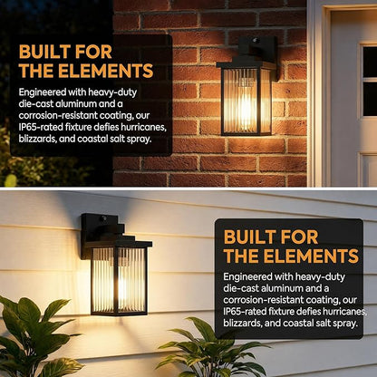 Dusk to Dawn Outdoor Wall Light Fixture, Waterproof Exterior Porch Light with Tempered Glass for House Front Door Garage Patio