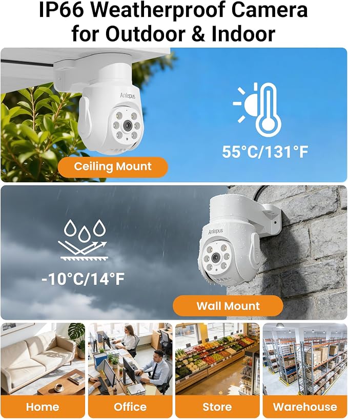 Anlapus 5MP Home Security Camera System, 4pcs 3K Pan Tilt Cameras, 1TB HDD