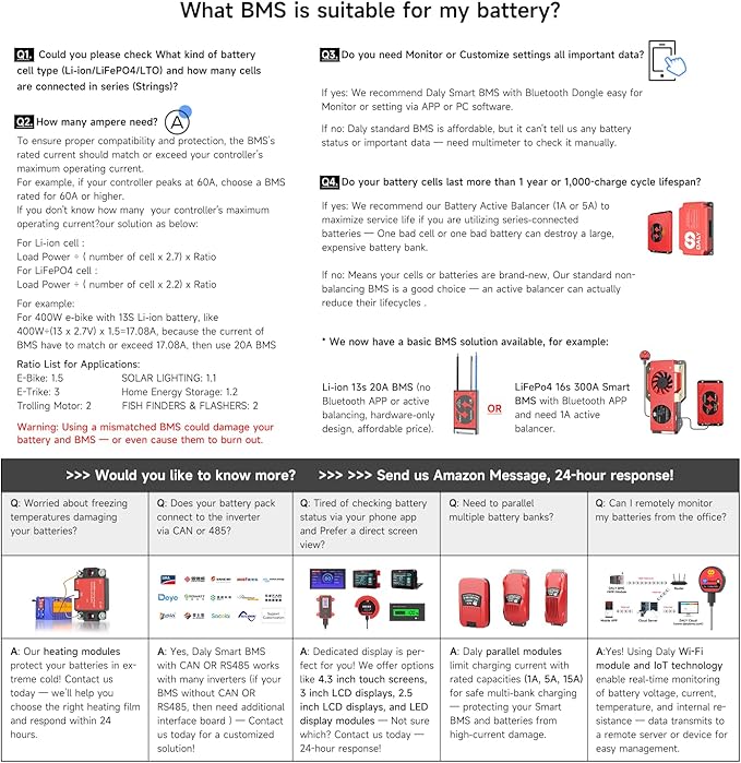 DALY BMS 12V 4S 300A Balance - Smart WiFi Bluetooth BMS with 5A Active Cell Balancing Supports RS485 CAN for 12V LiFePO4 Battery Pack RV Campers Boating Overlanding Home Energy