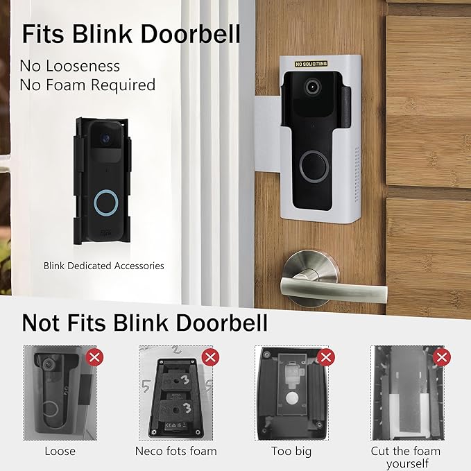 Homalor Anti Theft Ring Doorbell Mount: White Ring Doorbell Door Mount Blink Camera Holder - Metal, No Drill Required